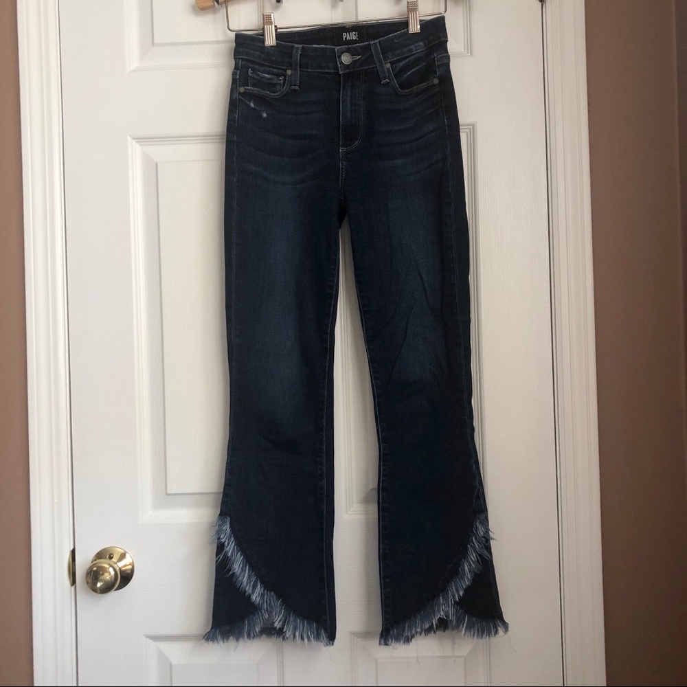 Paige Colette Crop Flare Jeans in Palma Dark Wash